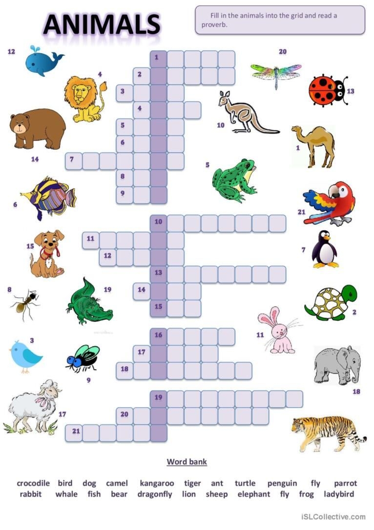 Animal Crossword Puzzle Printable Plan Your Year Easily 