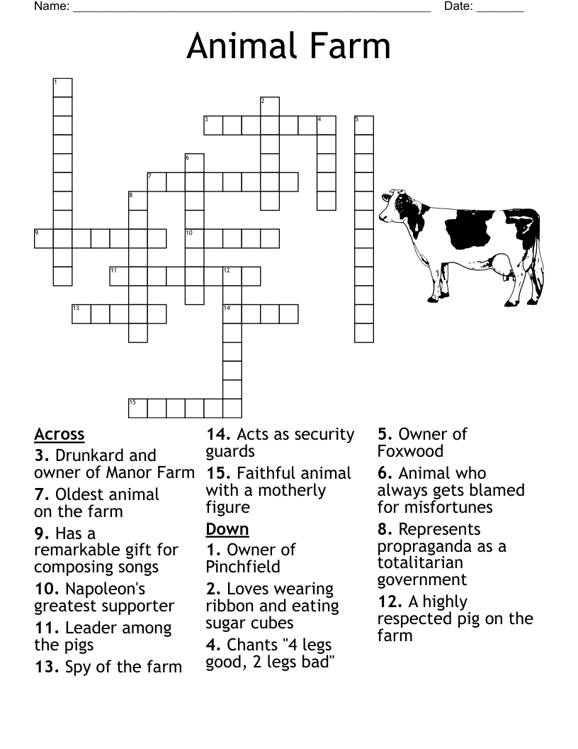 Animal Farm Crossword WordMint