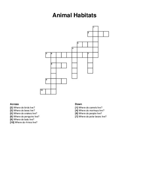 Animal Kingdom Crossword Puzzle