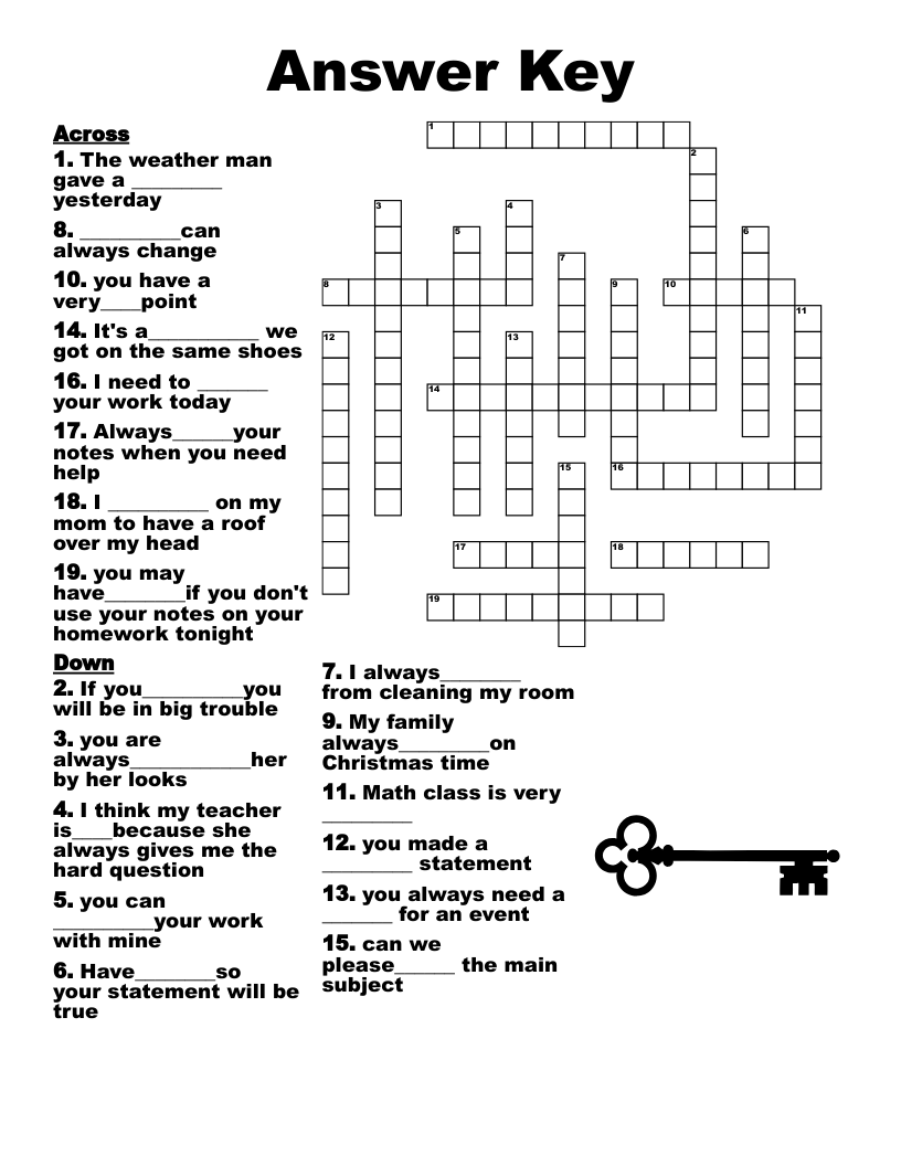 Answer Key Crossword WordMint Answer Key Crossword WordMint