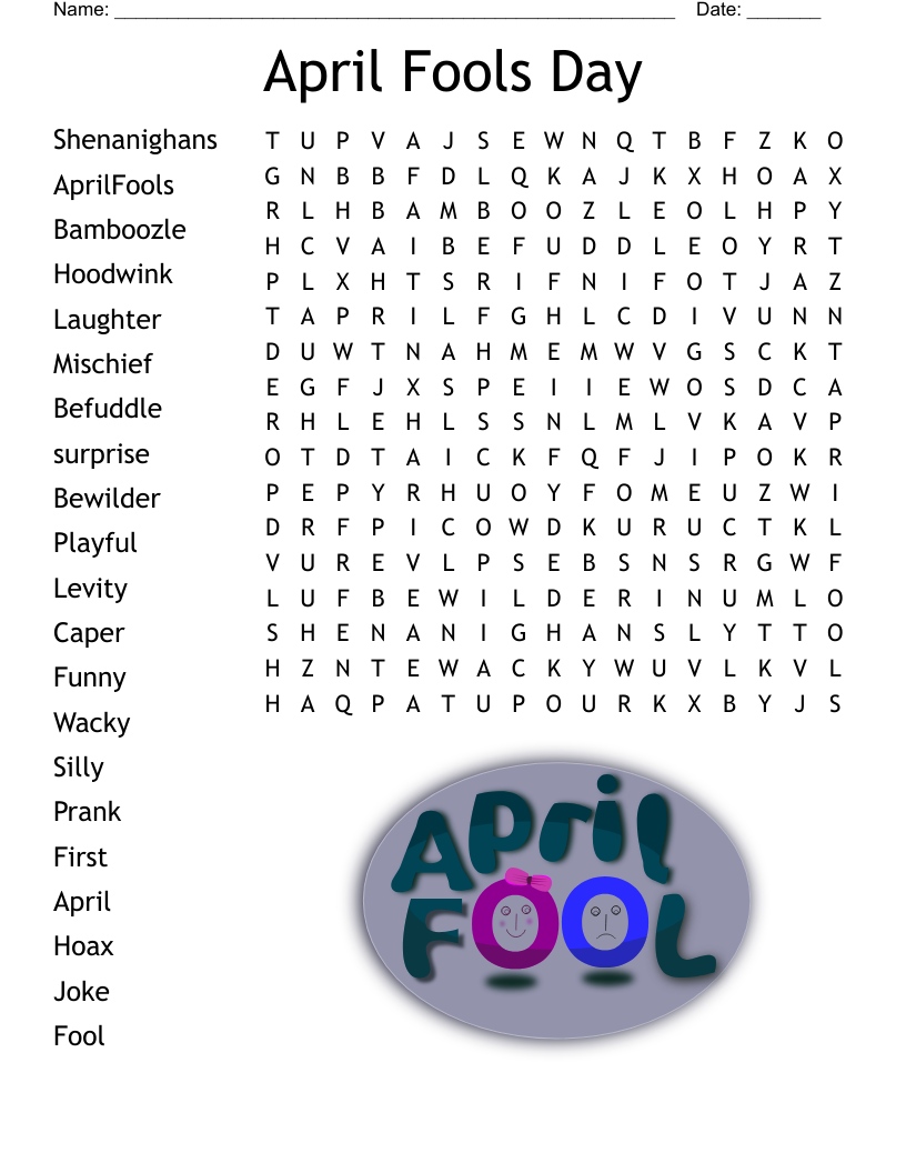 April Fool s Day Crossword WordMint April Fool s Day Crossword WordMint