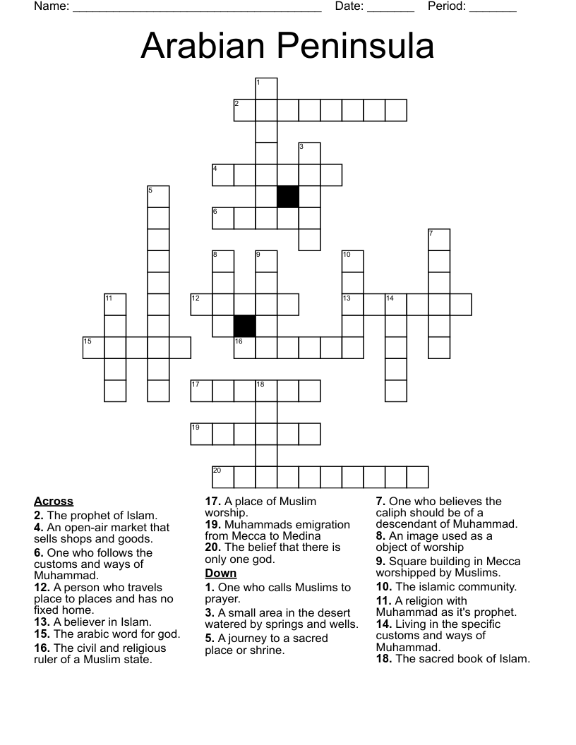 Arabian Peninsula Crossword WordMint Arabian Peninsula Crossword WordMint