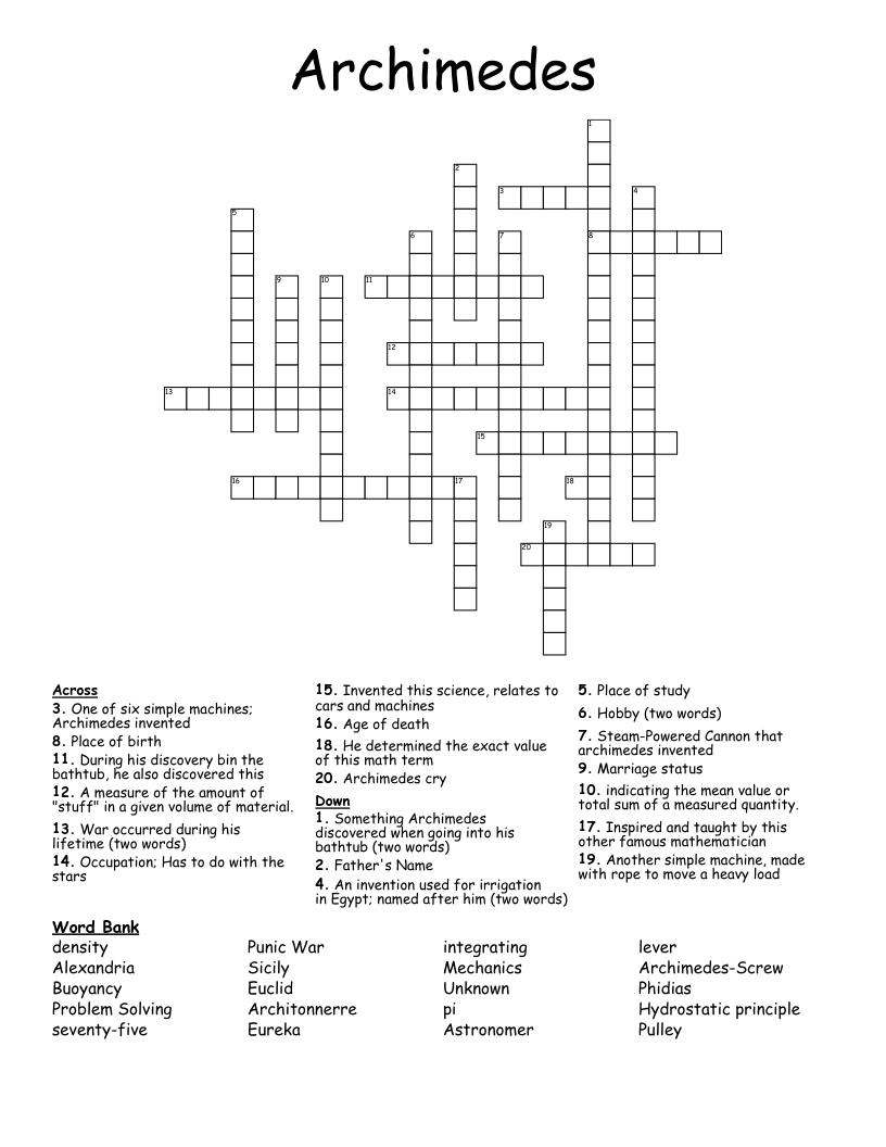 Archimedes Crossword WordMint