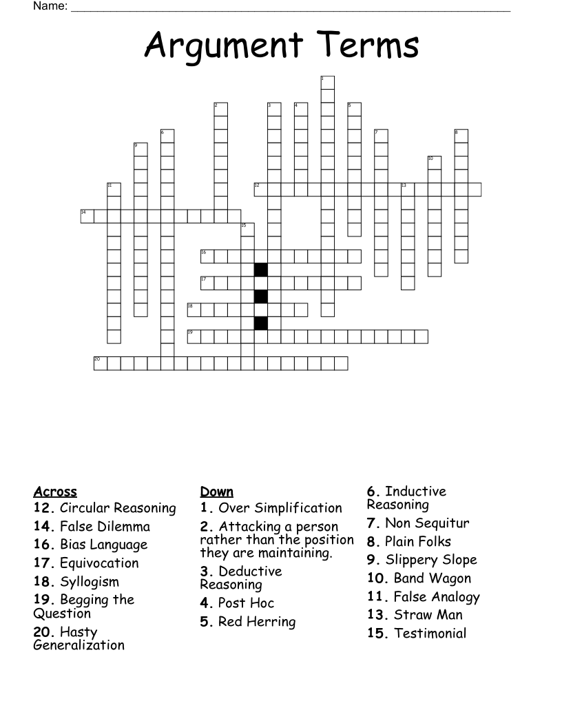Argument Terms Crossword WordMint Argument Terms Crossword WordMint