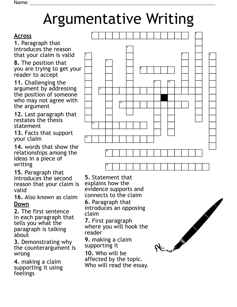 Argumentative Writing Crossword WordMint Argumentative Writing Crossword WordMint