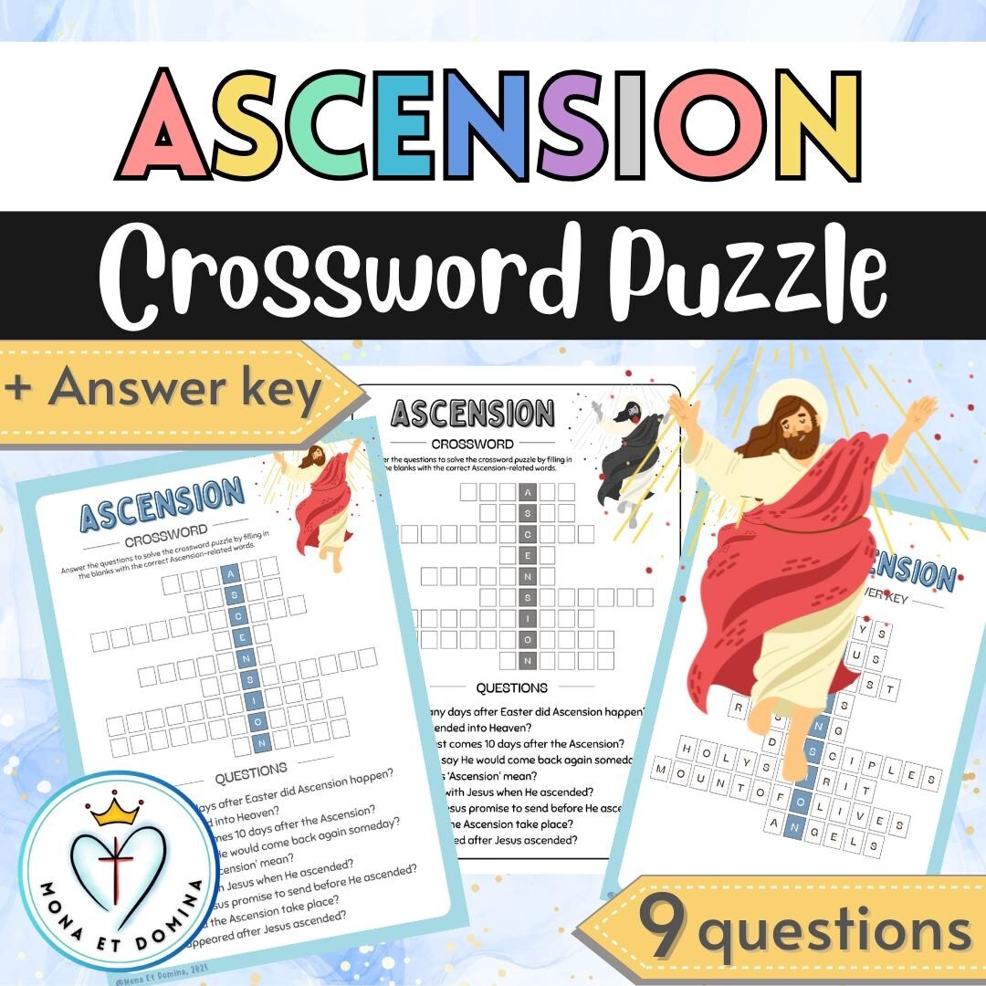 Ascension Of Jesus Worksheet Crossword Puzzle No Prep Feast Day Activity Religion Lesson Printable Digital Download Etsy