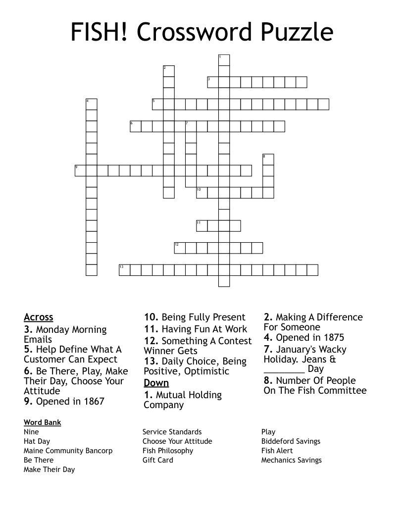 Atlantic Fish Aka Moonfish Crossword Puzzle