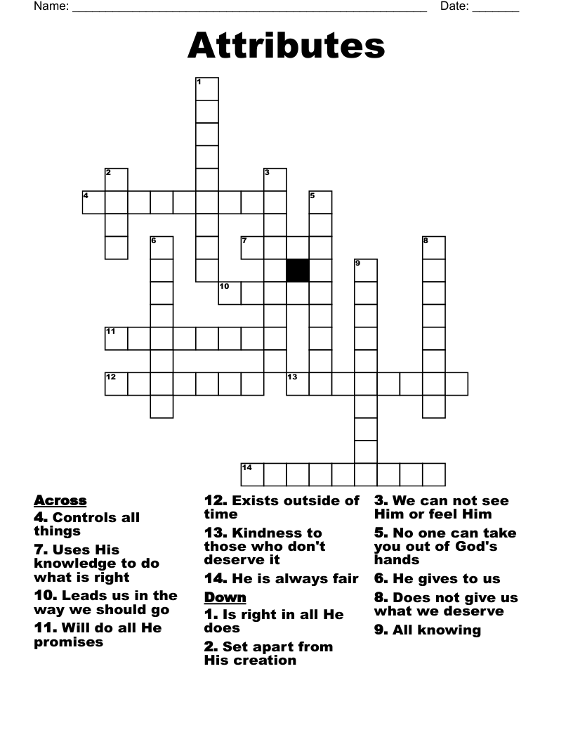Attributes Crossword WordMint