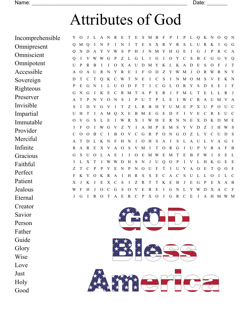 Attributes Of God Crossword WordMint Attributes Of God Crossword WordMint
