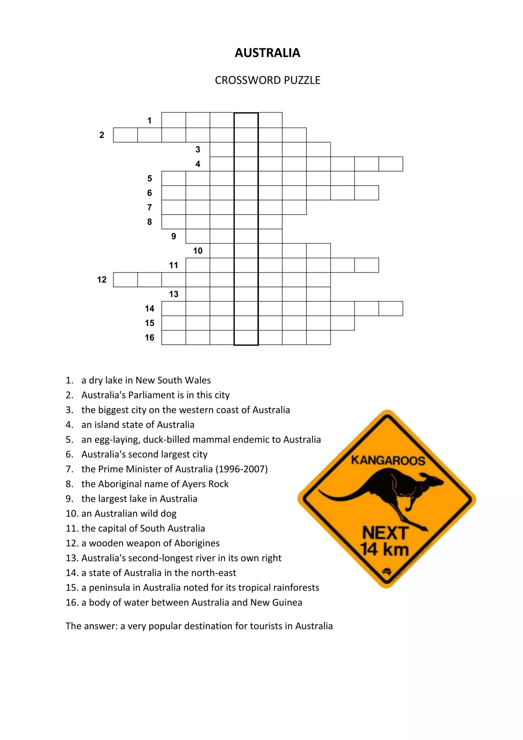 Australia Crossword DOCX