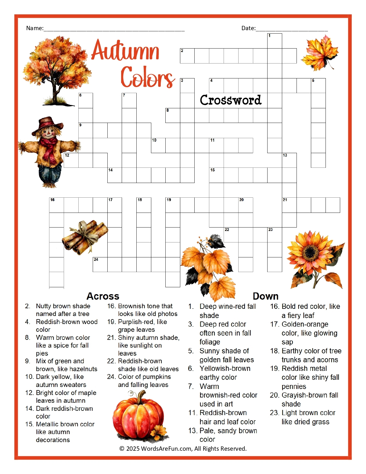 Autumn Colors Crossword