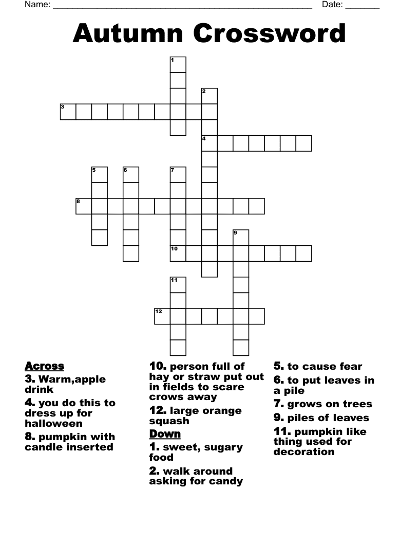 Autumn Crossword Puzzles Free For Kids Free Download And Print For You Autumn Crossword Puzzles Free For Kids Free Download And Print For You