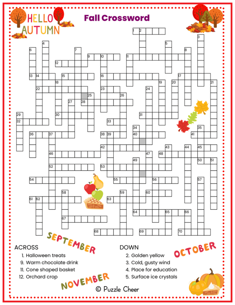 crossword puzzles for fall crossword puzzles for fall