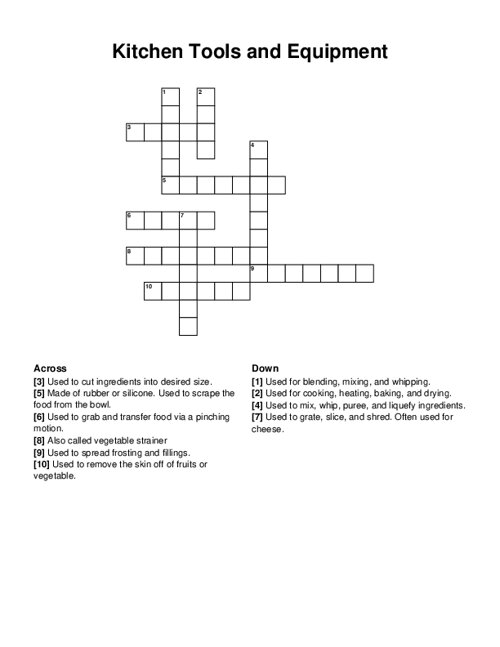 Baking Crossword Puzzle