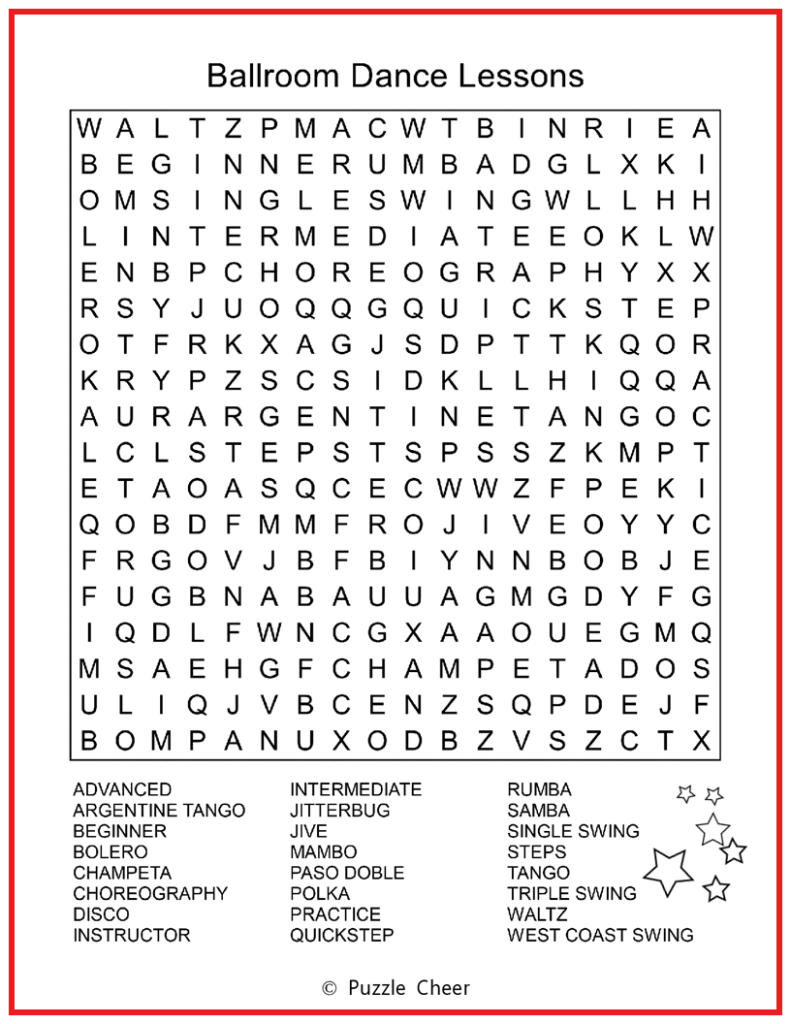 Ballroom Dance Word Search Puzzle Puzzle Cheer Ballroom Dance Word Search Puzzle Puzzle Cheer