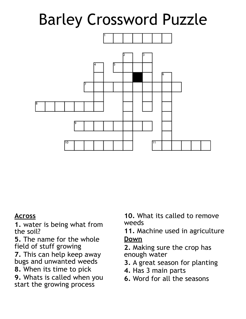 Barley Bristle Crossword 3 Letters Letters