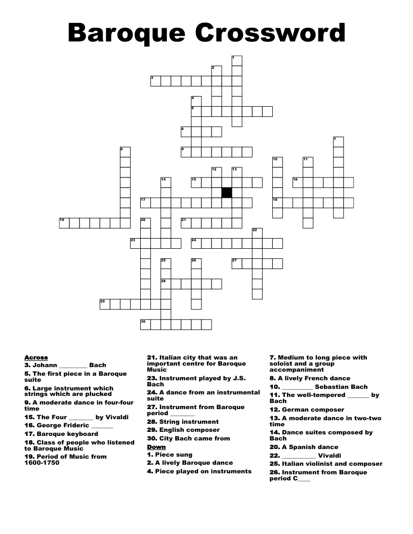 Baroque Crossword WordMint