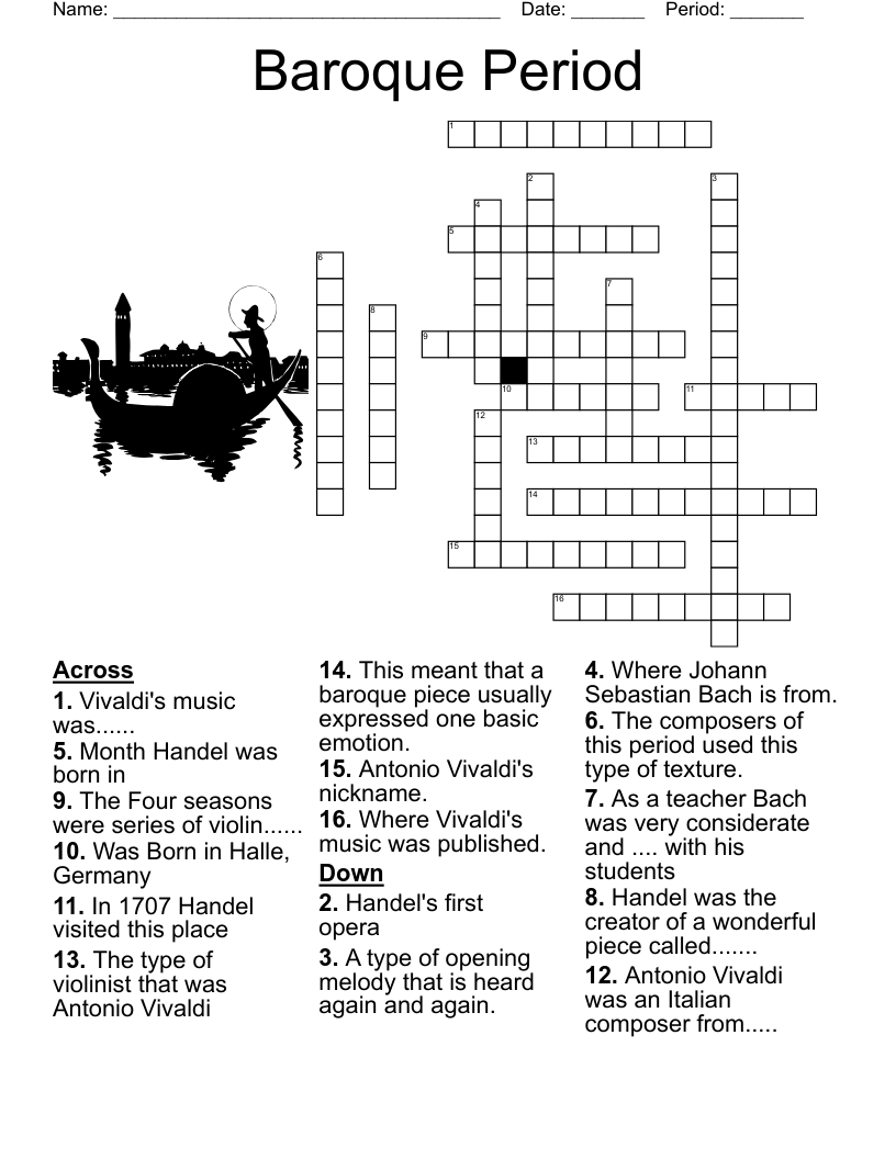 Baroque Period Crossword WordMint