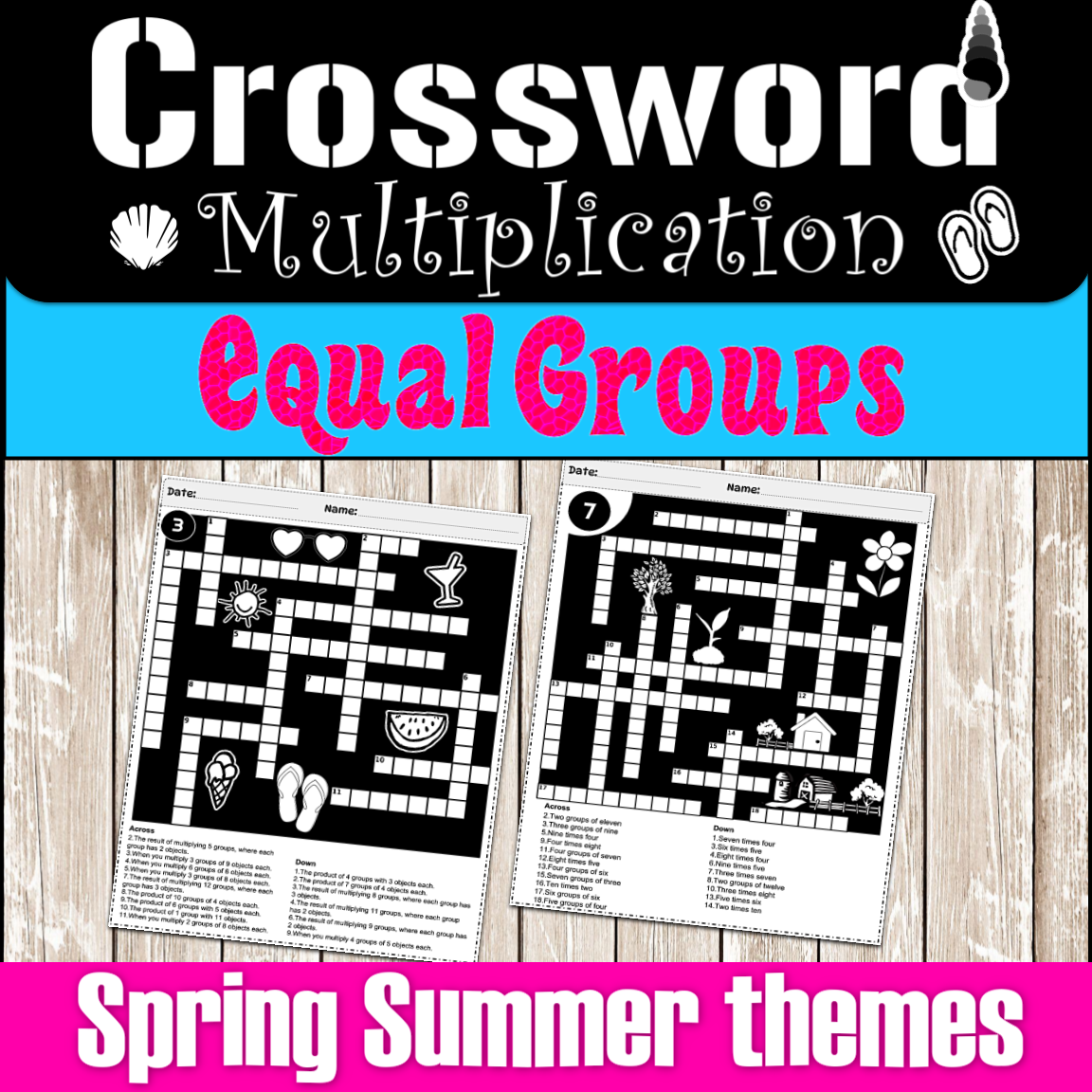 Basic Multiplication Equal Groups Crossword Challenge Spring Summer Themed Made By Teachers Basic Multiplication Equal Groups Crossword Challenge Spring Summer Themed Made By Teachers