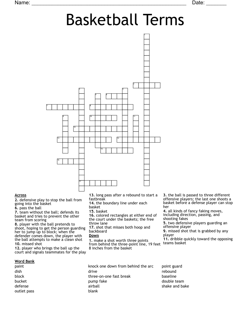 Basketball Terms Crossword WordMint Basketball Terms Crossword WordMint