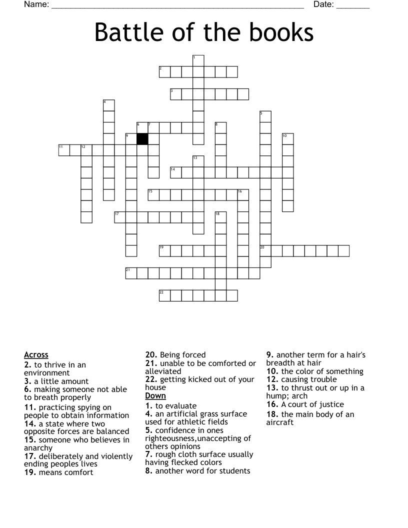Battle Of The Books Crossword WordMint Battle Of The Books Crossword WordMint