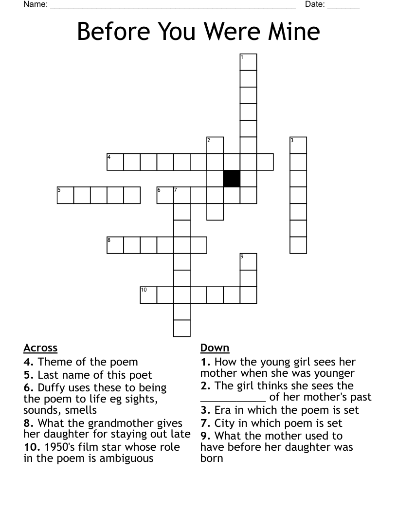 Before You Were Mine Crossword WordMint