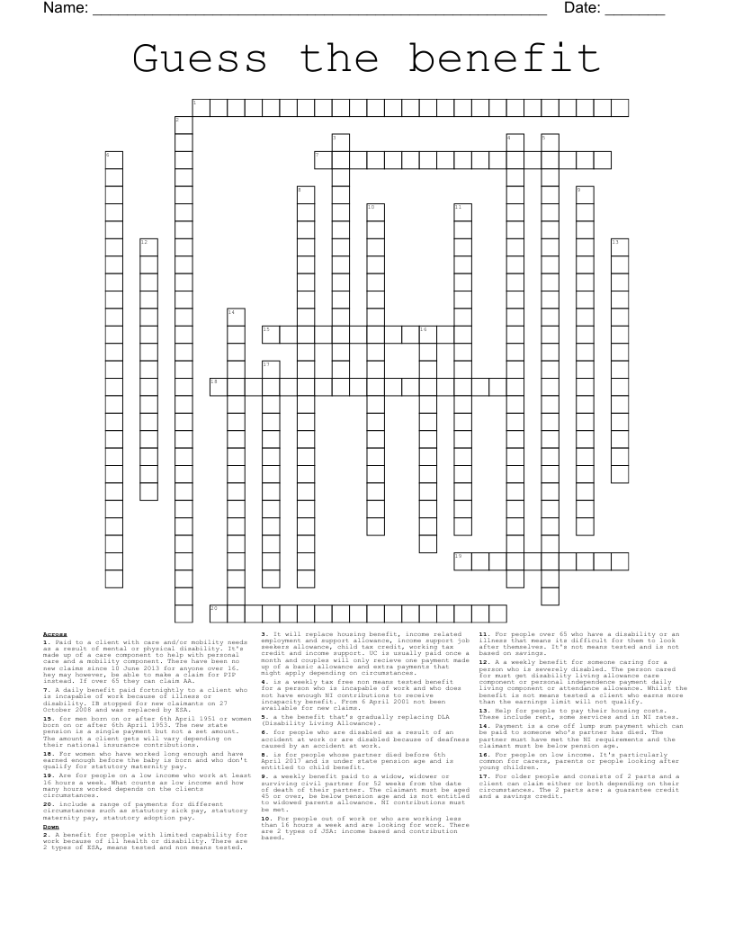 Benefit Crossword Clue Benefit Crossword Clue