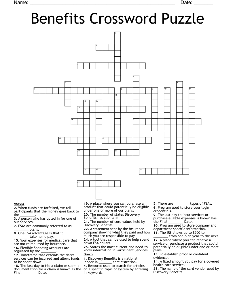 Benefits Crossword Puzzle WordMint Benefits Crossword Puzzle WordMint