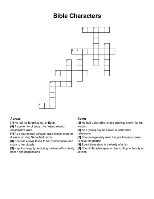 Bible Characters Crossword Puzzle
