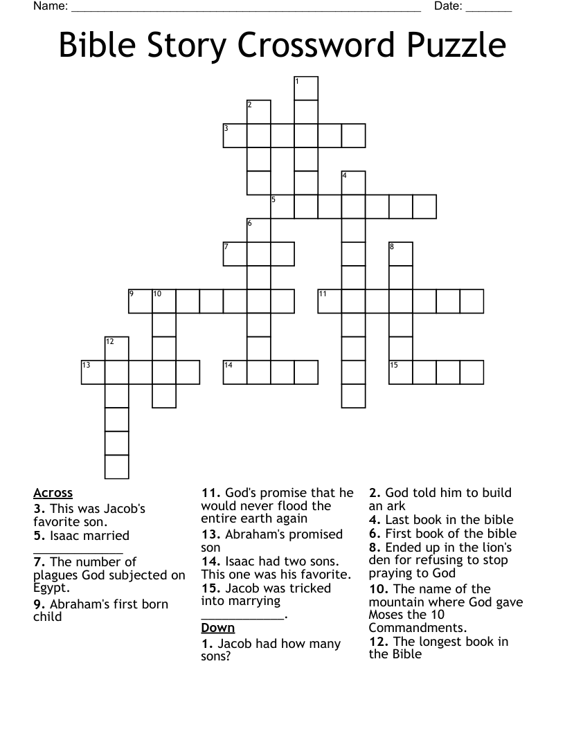 Bible Story Crossword Puzzle WordMint