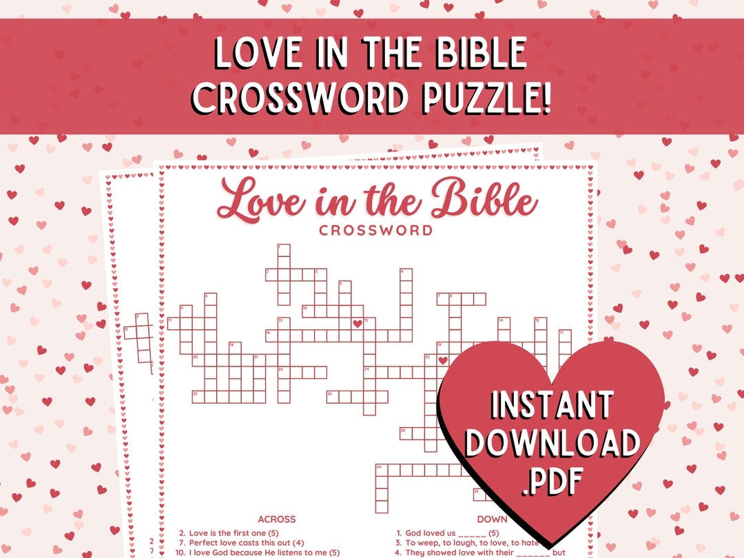 Bible Valentine s Day Crossword Puzzle Love Marriage Game PDF Download Etsy