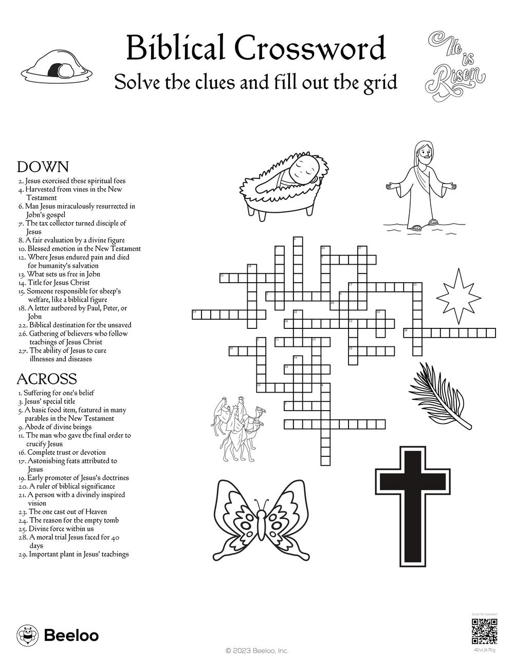 Biblical Crossword Beeloo Printable Crafts And Activities For Kids