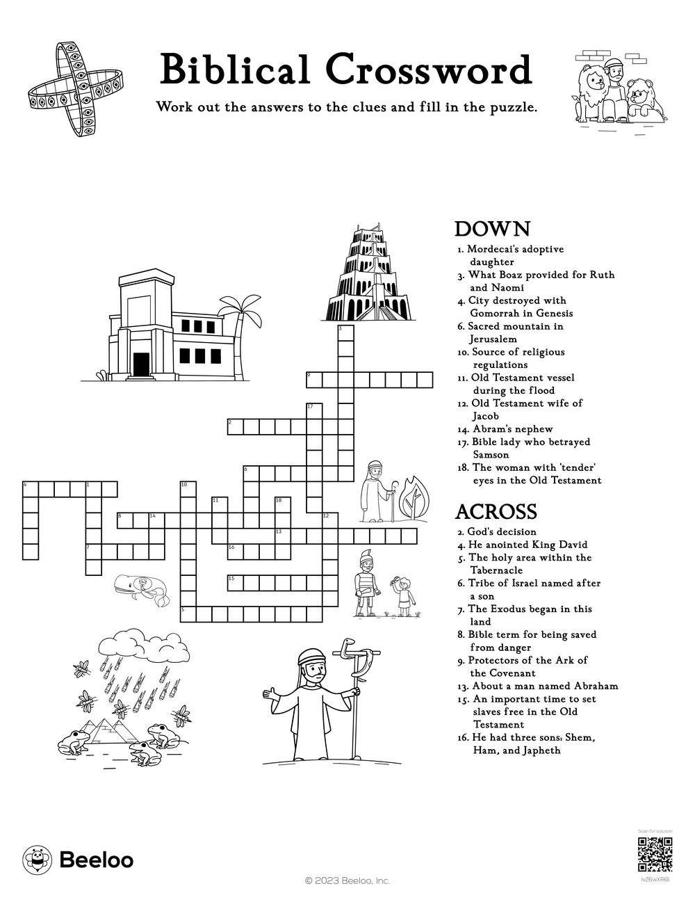 Biblical Crossword Beeloo Printable Crafts And Activities For Kids