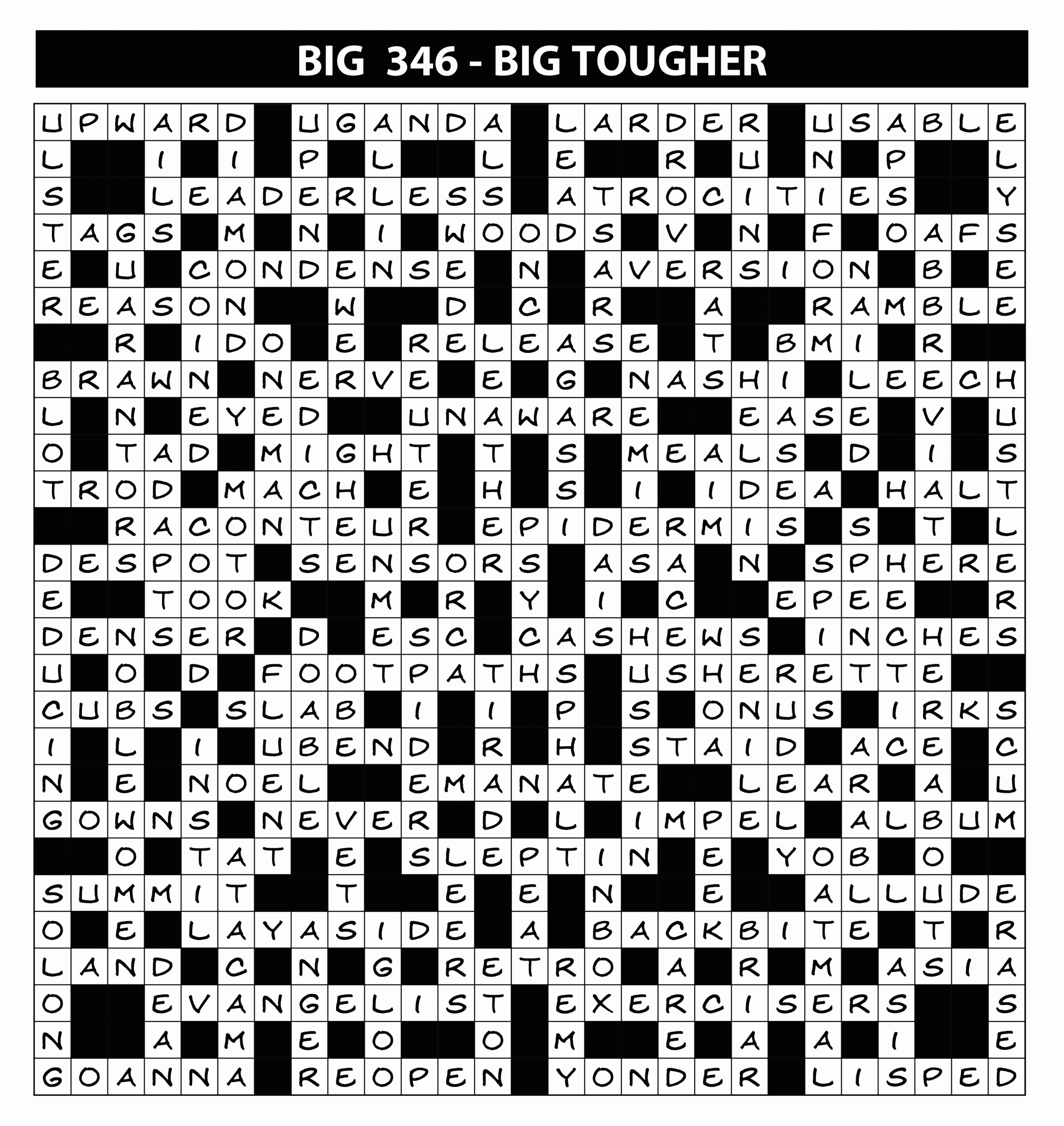 BIG Competition Solutions Issue 346 Lovatts Crossword Puzzles Games Trivia