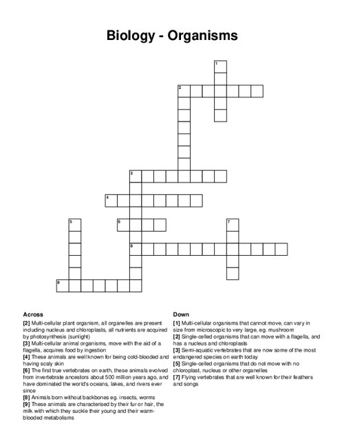 biology crossword puzzle