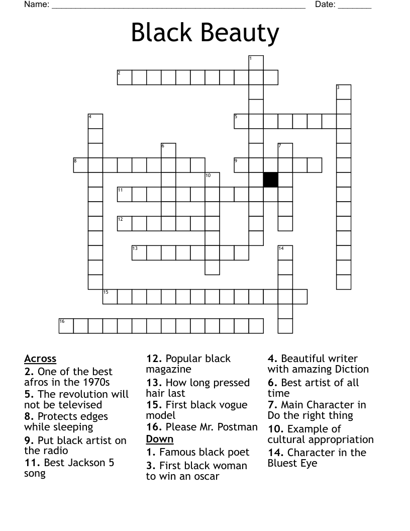 Black Beauty Crossword WordMint Black Beauty Crossword WordMint