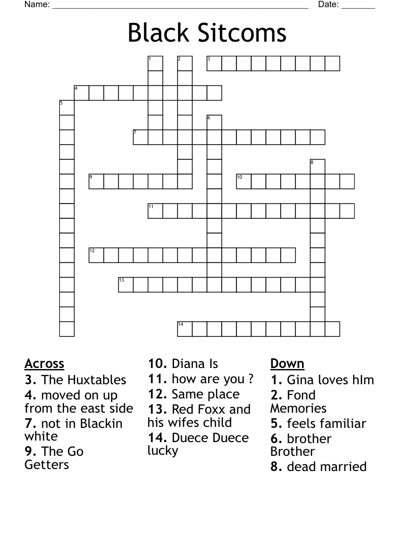 Black Sitcoms Crossword WordMint Black Sitcoms Crossword WordMint