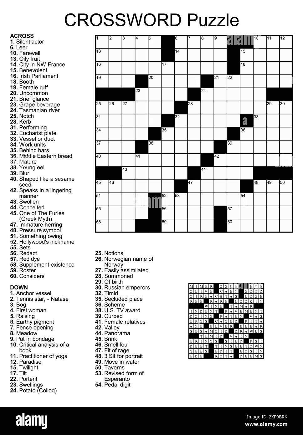 Blank Crossword Black And White Stock Photos Images Page 2 Alamy