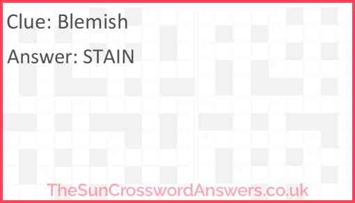 Blemish Crossword Clue TheSunCrosswordAnswers co uk