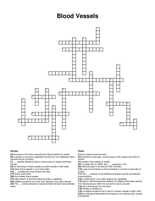 blood crossword puzzle