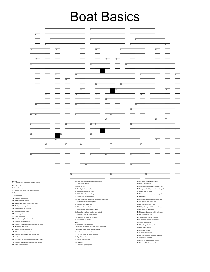 Boat Basics Crossword WordMint Boat Basics Crossword WordMint