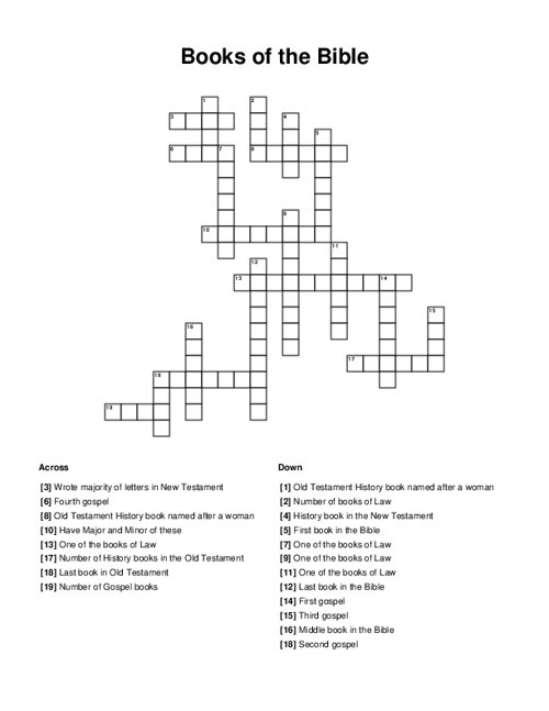 Books Of The Bible Crossword Puzzle