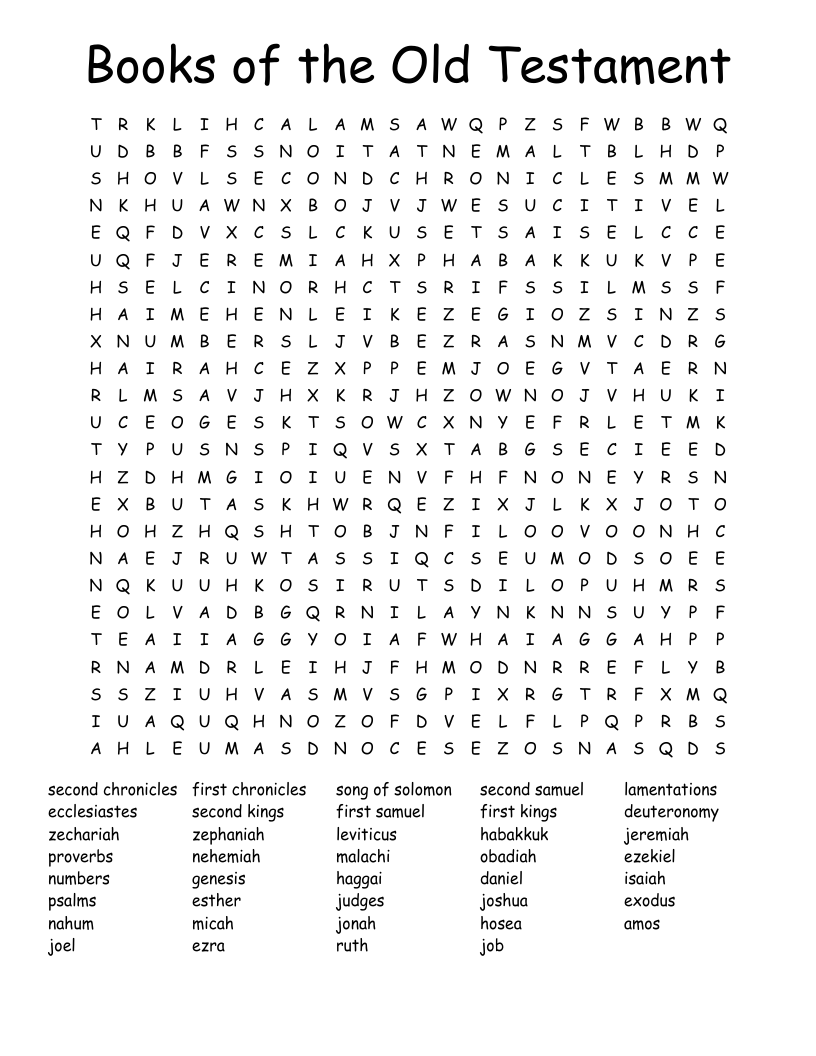 Books Of The Old Testament Crossword WordMint