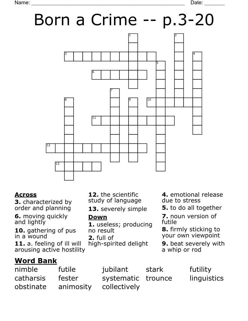 Born A Crime P 3 20 Crossword WordMint