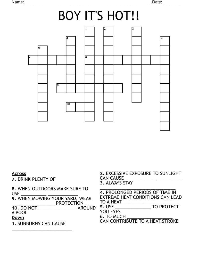 BOY IT S HOT Crossword WordMint