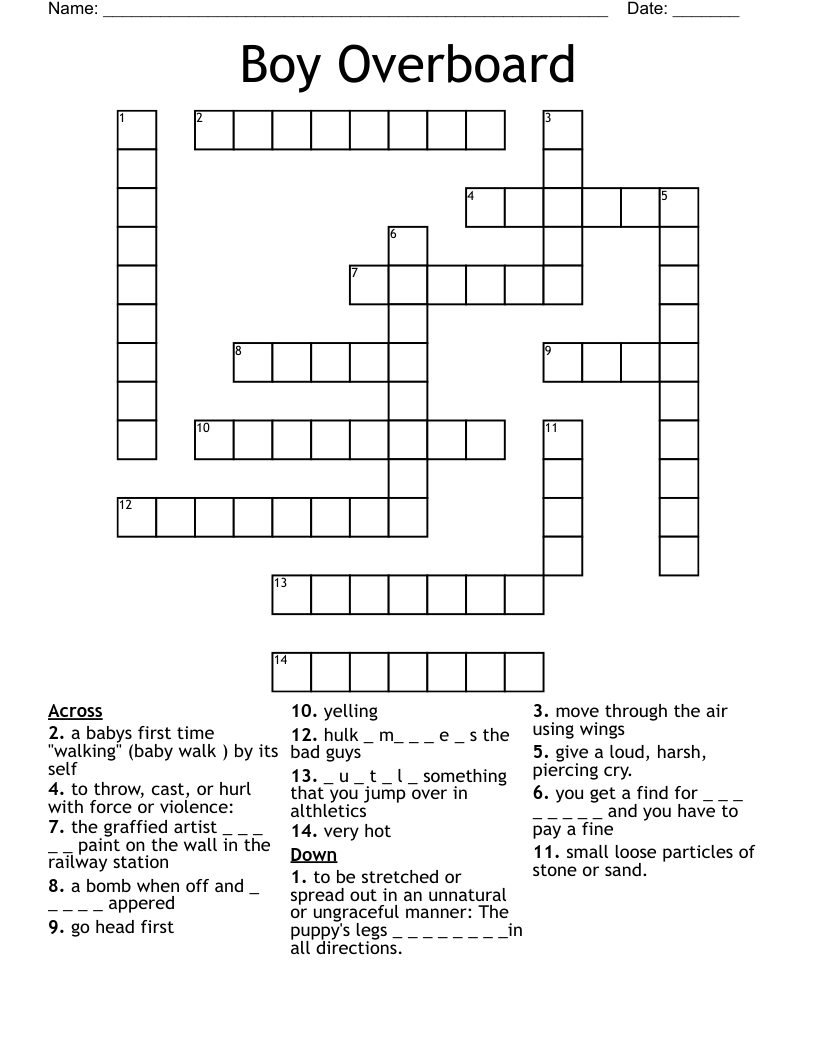 Boy Overboard Crossword WordMint