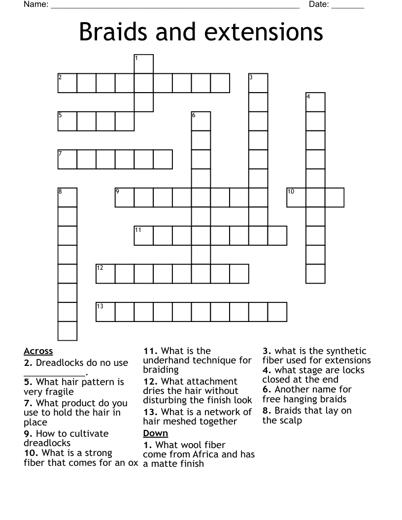 Braids And Extensions Crossword WordMint