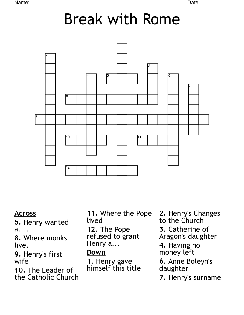 Break With Rome Crossword WordMint