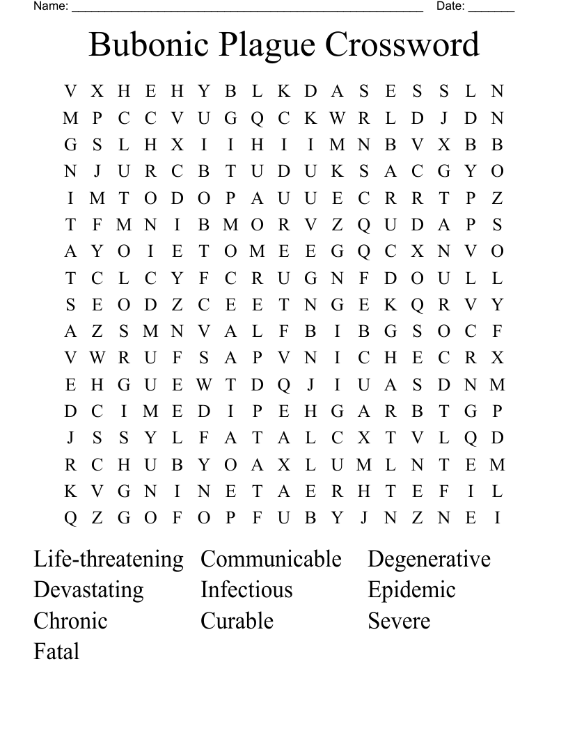 Bubonic Plague Crossword Word Search WordMint Bubonic Plague Crossword Word Search WordMint