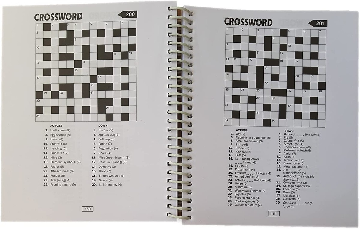 Bumper Crossword Puzzle Book Spiral Bound 300 Puzzle Activity Cross Word Book EBay
